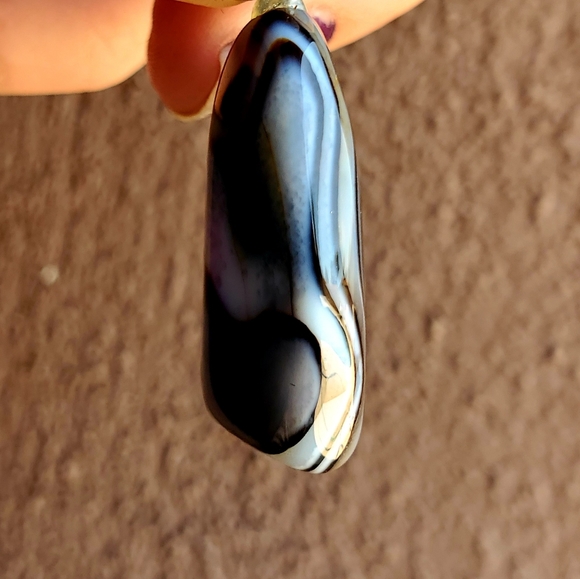 New Natural Yellow Black Fire Agate Pendant. - Picture 5 of 16